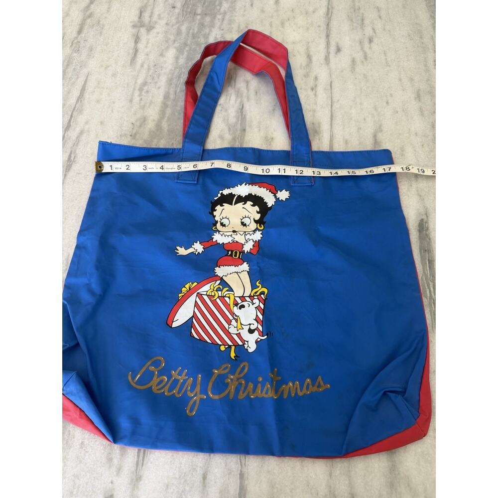 Vintage 90's Blue & Red Betty Boop w/santa hat Christmas Tote Bag 1994 - Picture 10 of 12